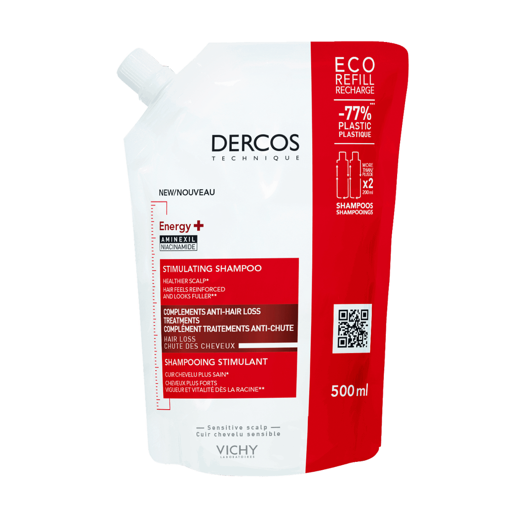 Dercos Champú Energy 400ml + Recarga de Champú Estimulante 500ml. Vichy - Imagen 2